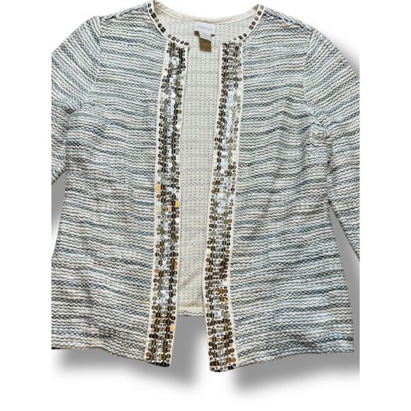 Chico's Embellished Open Front Textured Knit Sweater Size 0 Women’s Small - Picture 2 of 9